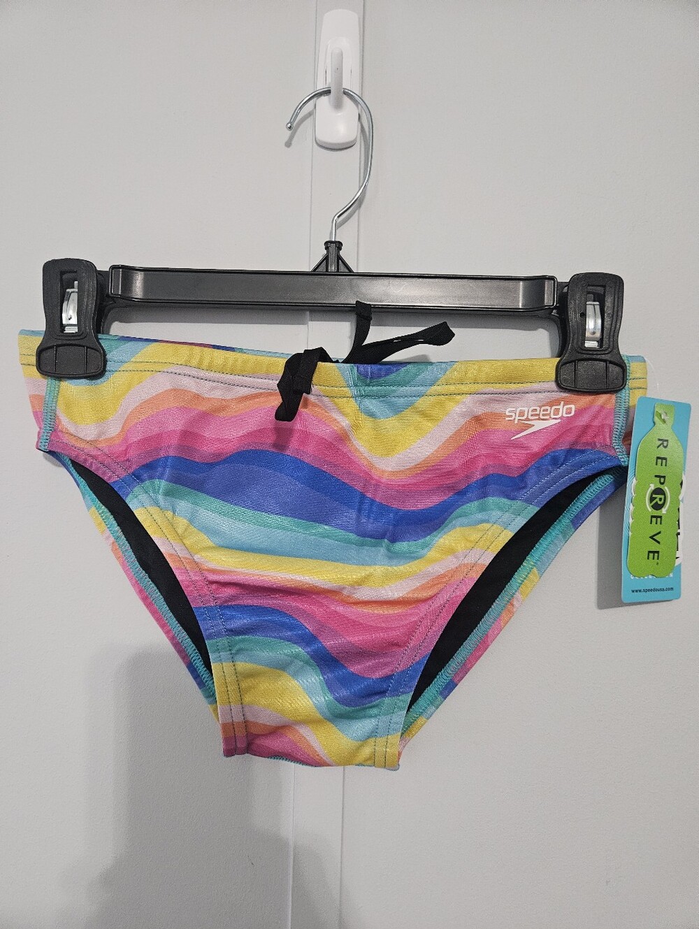 Speedo Eco Endurance Size 30 Boys Mens Pastel Rainbow Swim Trunks with Elastic